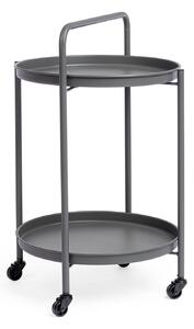 Tavolino da Esterno Carrello con Ruote Ø44,5x70h cm in Acciaio Austin Twin Antracite