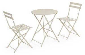 Set 3 Pezzi Bistrot da Giardino con Tavolo e 2 Sedie in Acciaio Verniciato Austin Gypsum