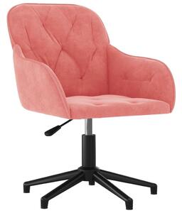 Sedia Girevole da Ufficio Rosa in Velluto