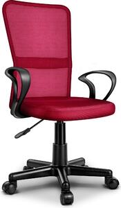 TRESKO sedia da ufficio rosso vino sedia da scrivania girevole, con braccioli e rotelle in plastica, regolabile in altezza in continuo, sedile imbottito, ergonomica