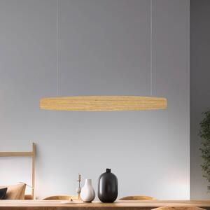 Lampada a sospensione Quitani LED Persida, lunghezza 98 cm, rovere, 2.700 K