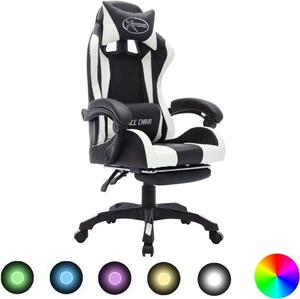 Mobili Sedia da gioco con luci LED RGB in ecopelle bianca e nera - Sedie da ufficio 288011
