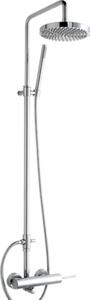 Monocomando doccia esterno Thor cromo con colonna, deviatore, soffione 200mm, flessibile cromalux e doccetta