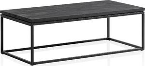 WOHNLING Tavolino da salotto 120x60x40 cm Legno massello di mango / Metallo Nero Tavolino rettangolare Tavolino da salotto con venature naturali del legno Tavolino da caffè