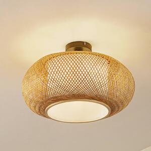 Plafoniera soffitto Romaine Lindby, dimmerabile, Legno chiaro, Soggiorno / Sala da pranzo, bambù, Campagna / Rustiche, Plafoniera