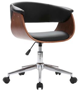Sedia da ufficio girevole in legno curvato nero e Pelle finta