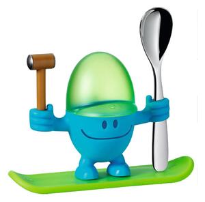 Portauovo verde e blu con cucchiaio Cromargan® Mc Egg McEgg - WMF