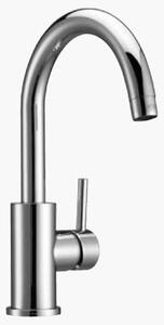 Monocomando lavello monoforo cromato con canna alta girevole e attacchi da 3/8