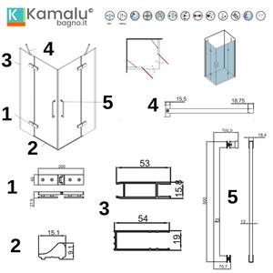 Box doccia angolo 100x70 a due ante battenti vetro anticalcare KT1000 - KAMALU