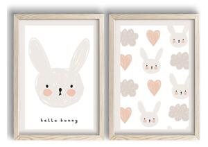 Quadri per bambini in set di 2 pezzi 38x53 cm Hello Bunny - Wallity