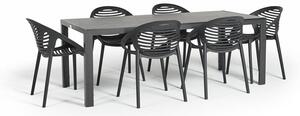 Set da pranzo da giardino per 6 persone con sedia Joanna nera e tavolo Viking, 90 x 205 cm Viking & Joanna - Bonami Selection