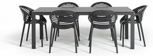 Set da pranzo da giardino per 6 persone con sedia Joanna nera e tavolo Viking, 90 x 205 cm Viking & Joanna - Bonami Selection