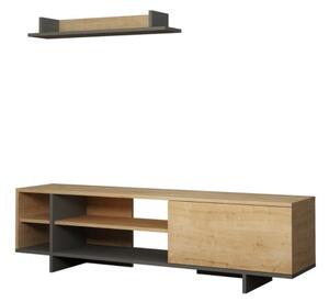 Mobile Porta TV 160 Cm Con Vani E Mensola Superiore Stockton Rovere E Antracite