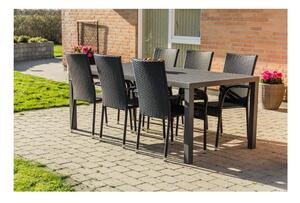 Set da pranzo da giardino per 6 persone con sedia Paris nera e tavolo Viking, 90 x 205 cm Viking & Paris - Bonami Selection