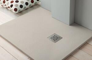 Piatto doccia quadrato in marmo resina riducibile h.2,5cm antracite con piletta di scarico (80x80)
