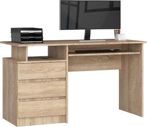 Scrivania CLP 135 cm Rovere Sonoma Elegante e Pratica con 3 Cassetti e Ripiano Estraibile