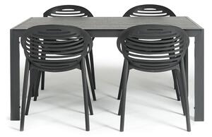 Set da pranzo da giardino per 4 persone con sedia Joanna nera e tavolo Viking, 90 x 150 cm Viking & Joanna - Bonami Selection