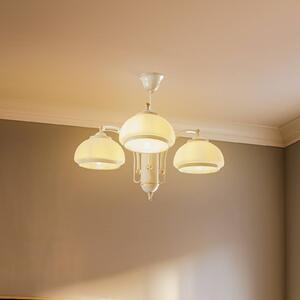 Alfa Lampadario Lord, paralumi di vetro, 3 luci, bianco