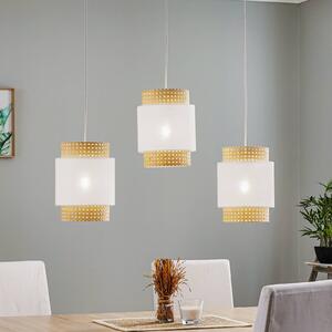 TK Lighting Lampada sosp Boho lineare 3 luci bianco/rattan