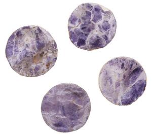 Set di 4 sottobicchieri in pietra d'agata viola tondi da 10 cm con accenti dorati Modernamente Glam Sala da pranzo Cucina Servizio Beliani