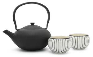 Set da tè in porcellana-leghe bianco-nero Shanxi - Bredemeijer