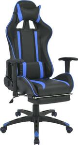 The Living Store Sedia da ufficio da corsa inclinabile con poggiapiedi blu