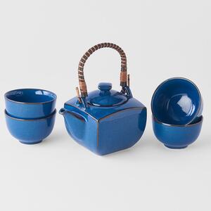 Set da tè in ceramica blu da 5 pezzi - MIJ