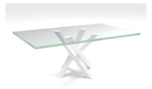Tavolino basso Polinesia in vetro - telaio bianco