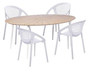 Set di 4 sedie da pranzo bianche Jaanna e tavolo naturale Marienlist - Bonami Essentials