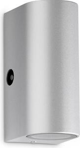 TELEFUNKEN- Lampada da esterno a LED IP44, Lampada da esterno a LED, sensore crepuscolare, 2x GU10, 4000K bianco neutro, color argento, 151x67x92mm (LxWxH)
