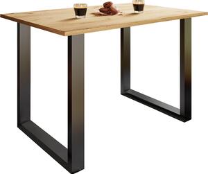 Tavolo in legno | H. 76 x W. 140 x T. 50 cm | poggiapiedi di alta qualità e solido | Piedi in ferro | Tavolo da cucina - Xona U