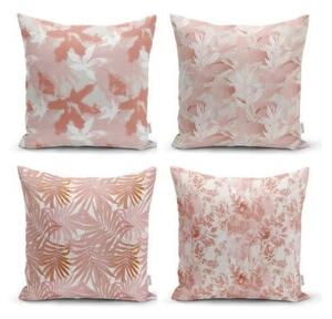 Set di 4 federe decorative Foglie rosa, 45 x 45 cm - Minimalist Cushion Covers