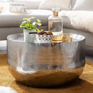 Tavolino da salotto alluminio argento 60x60x35 cm in ferro battuto | Wohnling