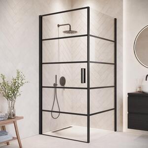 Cabina Doccia Alava - 90x90cm - Nero con strisce - Vetro di sicurezza