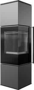 Stufa in acciaio KRATKI REN/M sinistra Ø 150 7 kW rivestimento nero con porta a molla