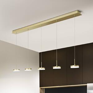 Fabas Luce Lampada a sospensione a LED Dunk, ottone, a 5 luci, 3.000 K, metallo