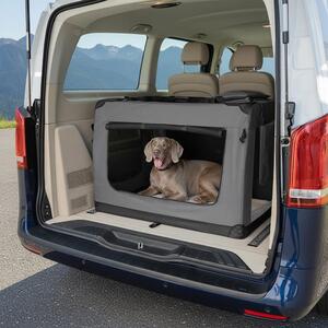 Trasportino per animali domestici belviona pieghevole, comodo e sicuro, Oxford + rete, riponibile in poco spazio, fino a 25 kg, 101x69x70 cm, grigio scuro