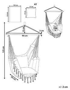 Sedia a dondolo sospesa in cotone grigio e poliestere altalena per interni ed esterni in stile boho Beliani