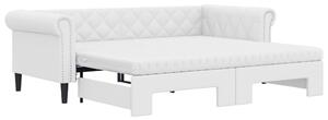 VidaXL Divano letto estraibile con materasso bianco 90x200 cm in ecopelle