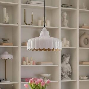 PR Home Wells lampada a sospensione, bianco/oro, Ø 43 cm, metallo