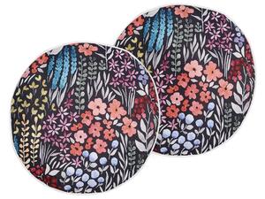 Set di 2 cuscini da esterno in poliestere multicolore ⌀ 40 cm Cuscino rotondo con stampa floreale da giardino Patio Beliani