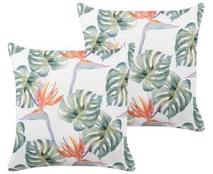 Set di 2 cuscini da giardino in poliestere multicolore 45 x 45 cm Motivo a foglie di Monstera quadrate Design moderno Cuscino da lancio sparso Beliani