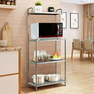 Costway Carrello da cucina per microonde con 4 livelli, Carrello da cucina multiuso, Grigio
