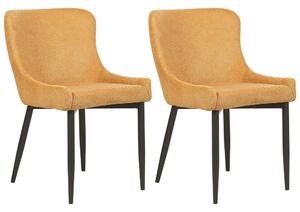 Set di 2 sedie da pranzo in tessuto giallo con eleganti gambe in ferro nero stile moderno contemporaneo Beliani