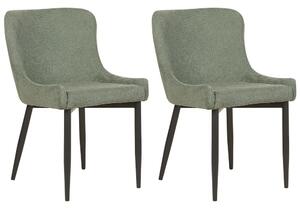 Set di 2 sedie da pranzo in tessuto verde con eleganti gambe in ferro nero stile moderno contemporaneo Beliani