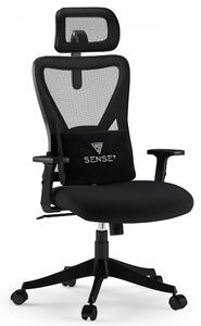 SENSE7 Tone Sedia da ufficio ergonomica Sedia da scrivania Sedia girevole Regolabile in altezza con poggiatesta e braccioli, portata fino a 130 kg, tessuto a rete, nera