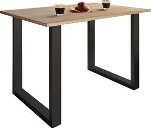 Tavolo in legno | H. 76 x W. 110 x T. 50 cm | poggiapiedi di alta qualità e solido | Piedi in ferro | Tavolo da cucina - Xona U