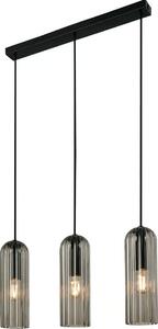 NORDLUX Miella lampadario su barra con effetto plissettato, Variante: Ø 100 x 300 mm, 3 x 25 W, fumé