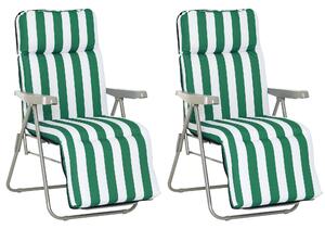 Outsunny Sdraia da Giardino lettino prendisole da terrazzo pieghevole arredamento giardino da giardino Braccioli Reclinabili, bianco e verde|Aosom