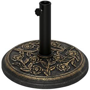 Outsunny Base per Ombrellone 9kg in Resina con Finiture in Bronzo Φ45.5 x 31.5cm Nero|Aosom